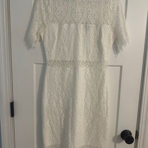 Lulu's White Tiered Sheath Midi Dress